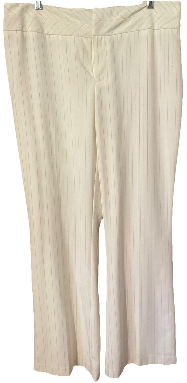 STUDIO 1940 Beige Gold Pin Stripe Y2K DRESS PANTS SIZE 14 Champagne Toast New